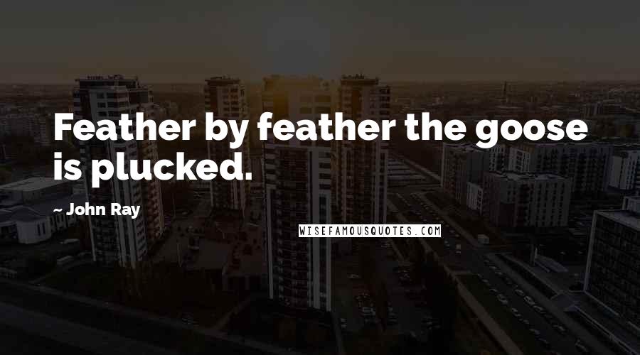 John Ray Quotes: Feather by feather the goose is plucked.