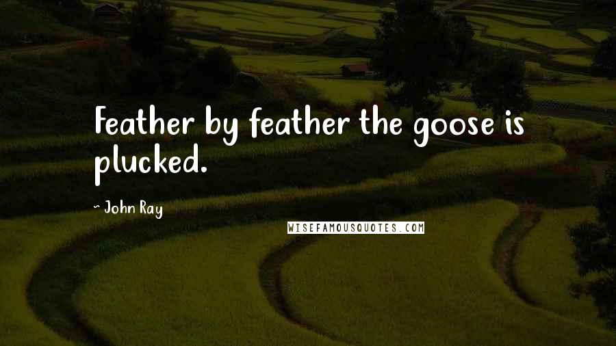 John Ray Quotes: Feather by feather the goose is plucked.