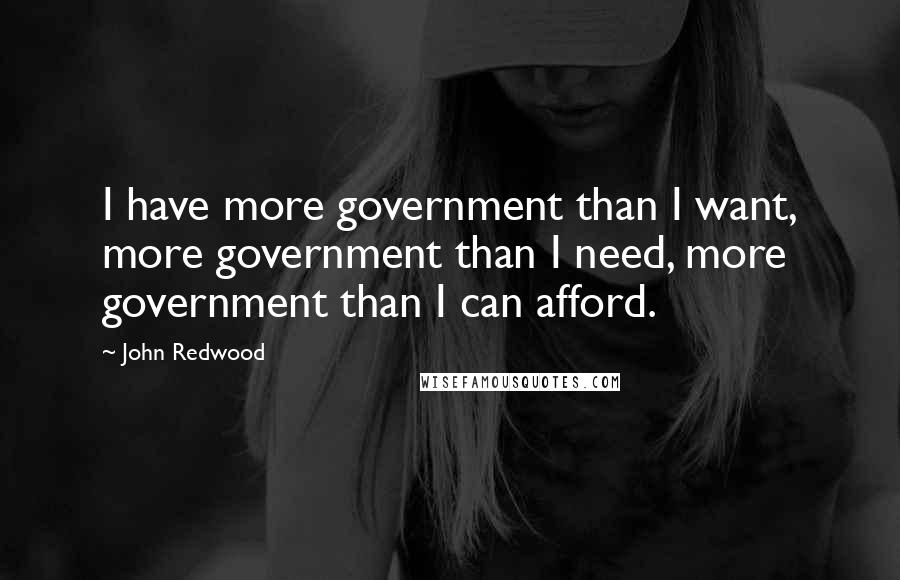 John Redwood Quotes: I have more government than I want, more government than I need, more government than I can afford.