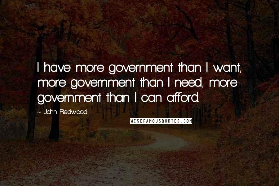 John Redwood Quotes: I have more government than I want, more government than I need, more government than I can afford.