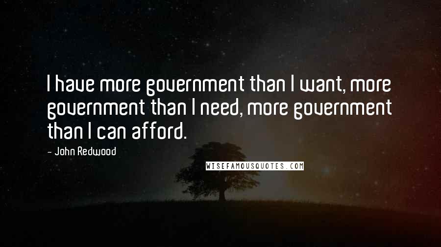 John Redwood Quotes: I have more government than I want, more government than I need, more government than I can afford.