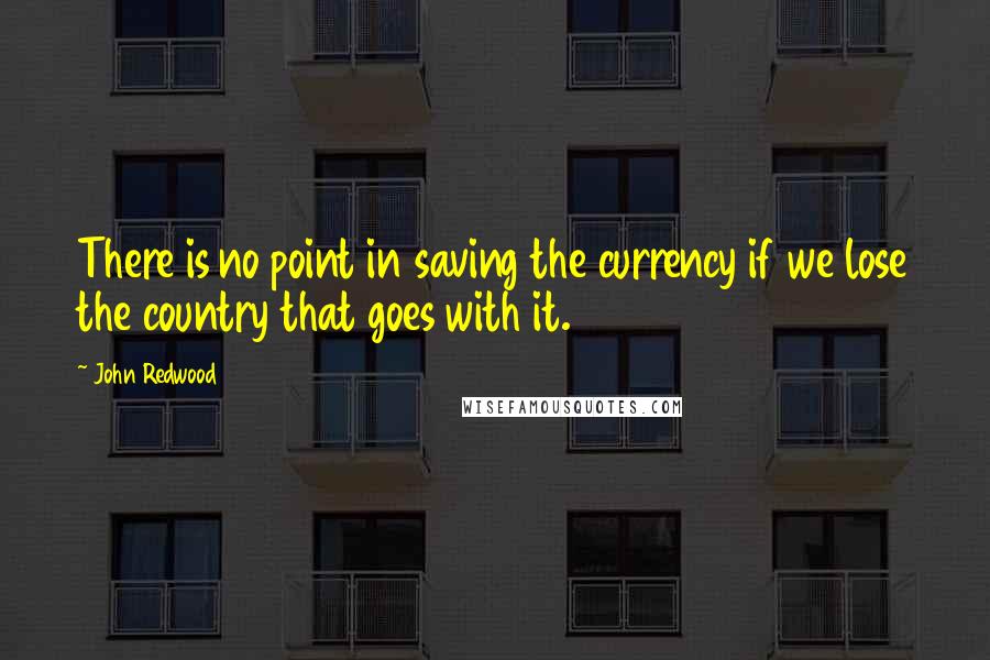 John Redwood Quotes: There is no point in saving the currency if we lose the country that goes with it.