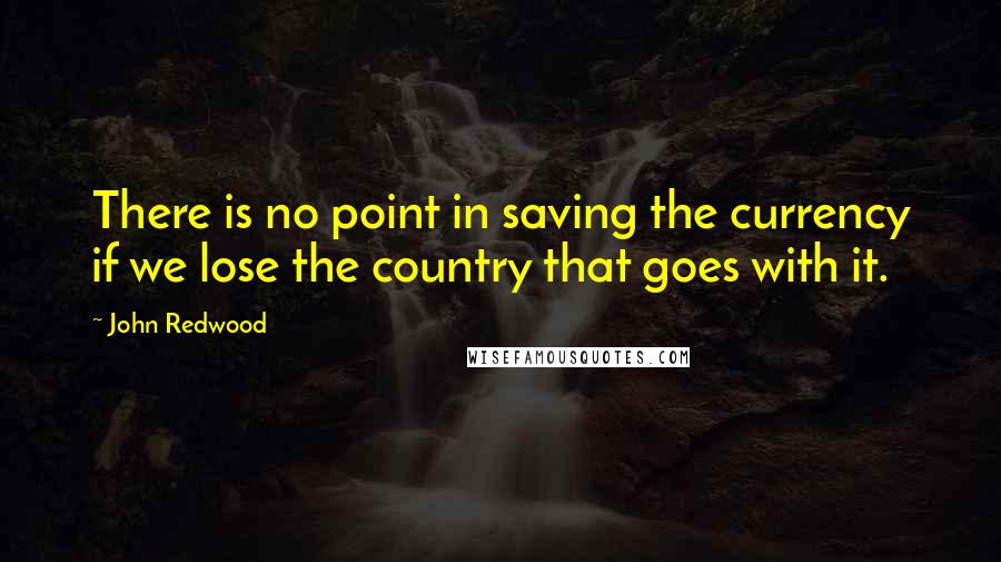 John Redwood Quotes: There is no point in saving the currency if we lose the country that goes with it.