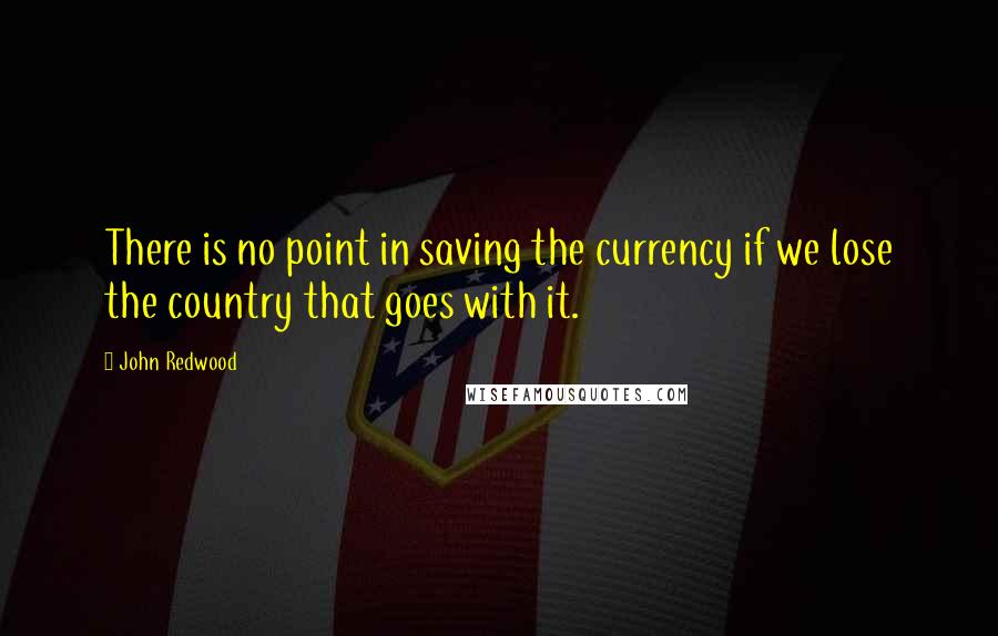 John Redwood Quotes: There is no point in saving the currency if we lose the country that goes with it.