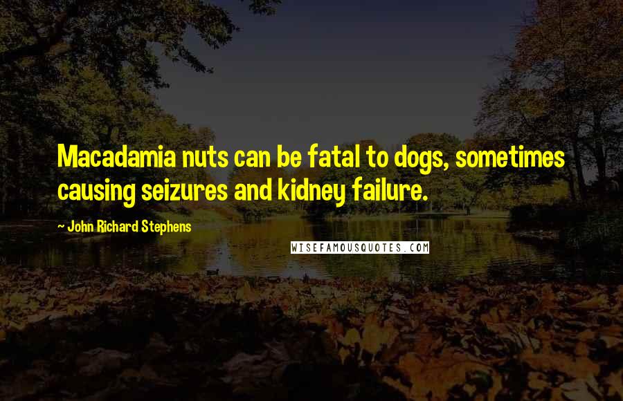 John Richard Stephens Quotes: Macadamia nuts can be fatal to dogs, sometimes causing seizures and kidney failure.