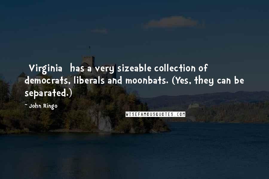 John Ringo Quotes: [Virginia] has a very sizeable collection of democrats, liberals and moonbats. (Yes, they can be separated.)