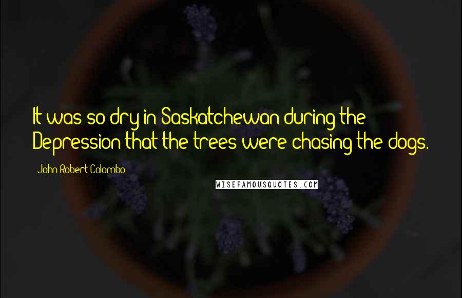 John Robert Colombo Quotes: It was so dry in Saskatchewan during the Depression that the trees were chasing the dogs.