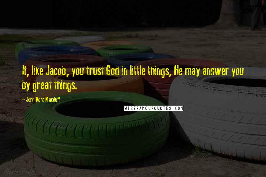 John Ross Macduff Quotes: If, like Jacob, you trust God in little things, He may answer you by great things.