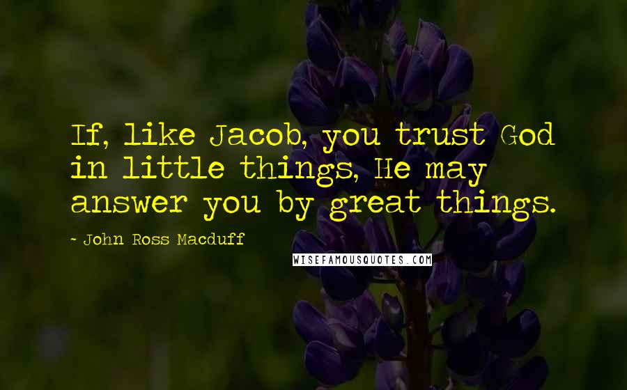 John Ross Macduff Quotes: If, like Jacob, you trust God in little things, He may answer you by great things.