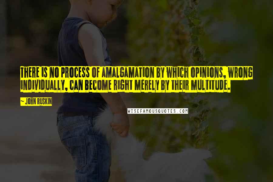 John Ruskin Quotes: There is no process of amalgamation by which opinions, wrong individually, can become right merely by their multitude.