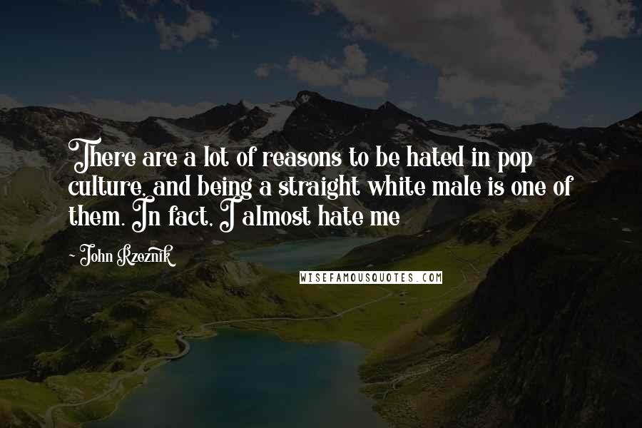 John Rzeznik Quotes: There are a lot of reasons to be hated in pop culture, and being a straight white male is one of them. In fact, I almost hate me