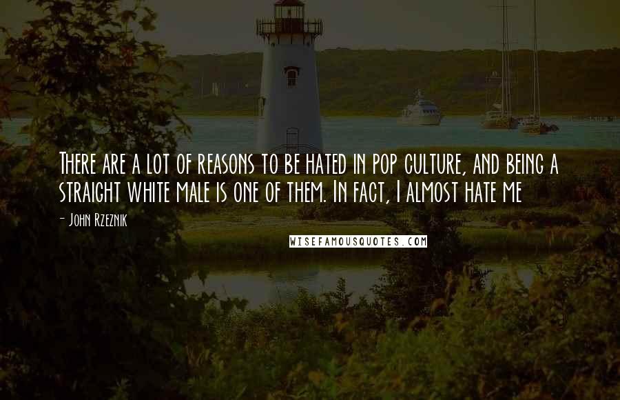 John Rzeznik Quotes: There are a lot of reasons to be hated in pop culture, and being a straight white male is one of them. In fact, I almost hate me