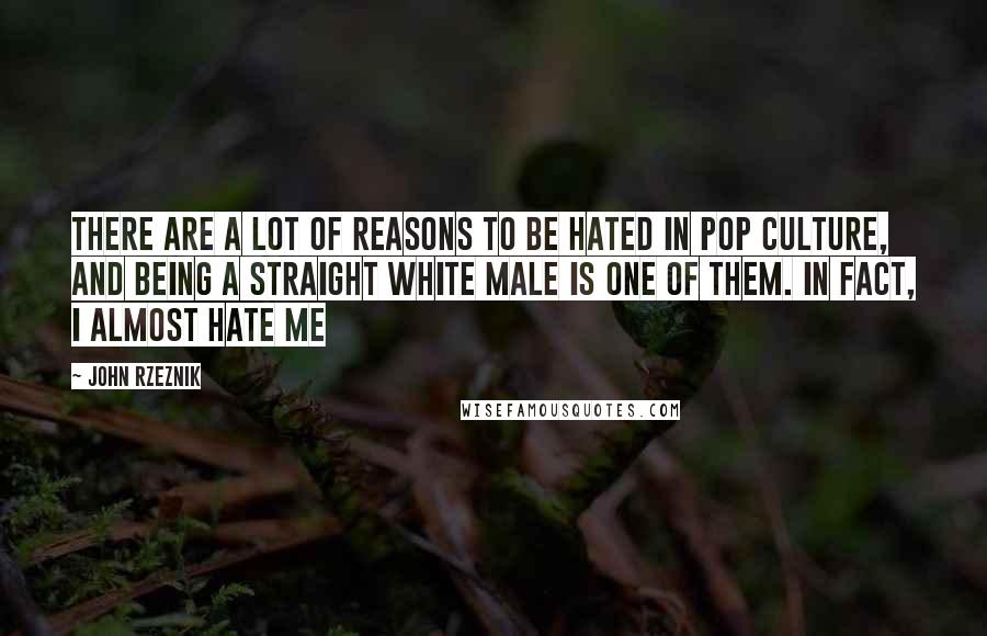 John Rzeznik Quotes: There are a lot of reasons to be hated in pop culture, and being a straight white male is one of them. In fact, I almost hate me