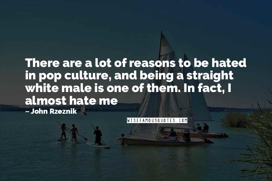 John Rzeznik Quotes: There are a lot of reasons to be hated in pop culture, and being a straight white male is one of them. In fact, I almost hate me