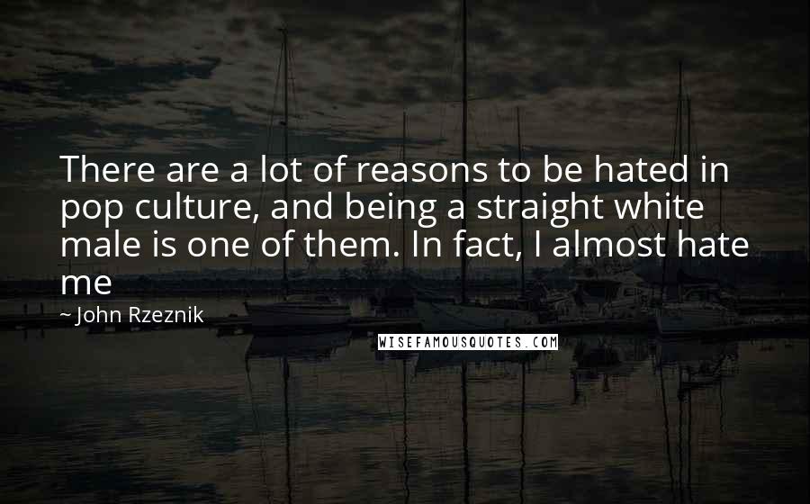 John Rzeznik Quotes: There are a lot of reasons to be hated in pop culture, and being a straight white male is one of them. In fact, I almost hate me