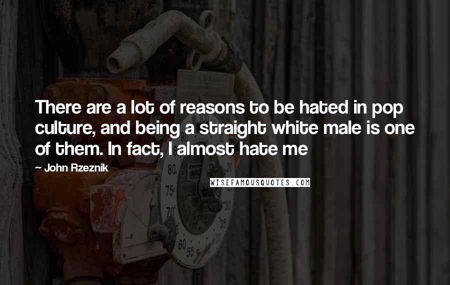 John Rzeznik Quotes: There are a lot of reasons to be hated in pop culture, and being a straight white male is one of them. In fact, I almost hate me