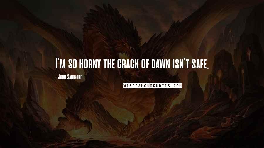 John Sandford Quotes: I'm so horny the crack of dawn isn't safe.