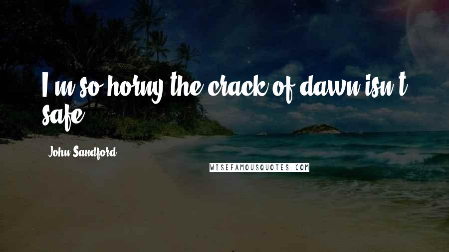 John Sandford Quotes: I'm so horny the crack of dawn isn't safe.