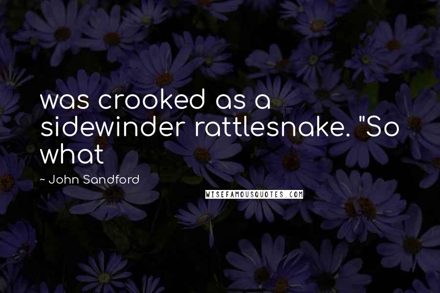 John Sandford Quotes: was crooked as a sidewinder rattlesnake. "So what