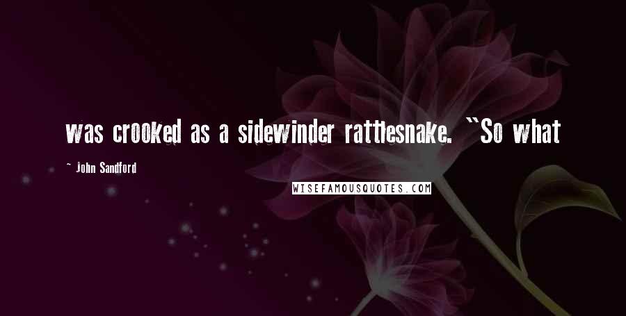 John Sandford Quotes: was crooked as a sidewinder rattlesnake. "So what