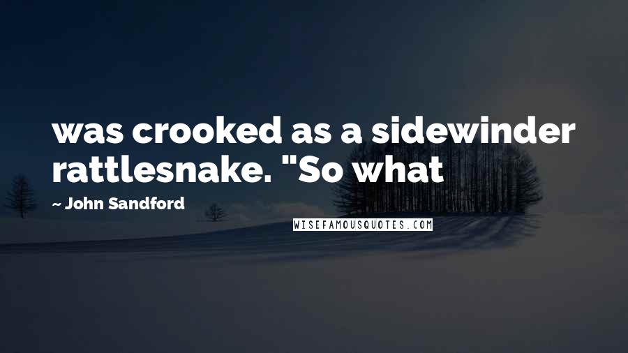 John Sandford Quotes: was crooked as a sidewinder rattlesnake. "So what