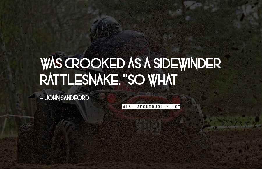 John Sandford Quotes: was crooked as a sidewinder rattlesnake. "So what