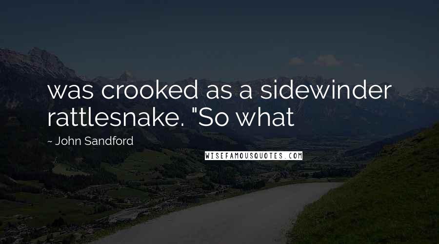 John Sandford Quotes: was crooked as a sidewinder rattlesnake. "So what