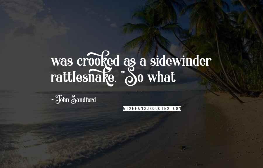 John Sandford Quotes: was crooked as a sidewinder rattlesnake. "So what