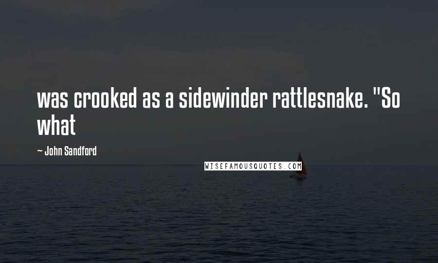 John Sandford Quotes: was crooked as a sidewinder rattlesnake. "So what