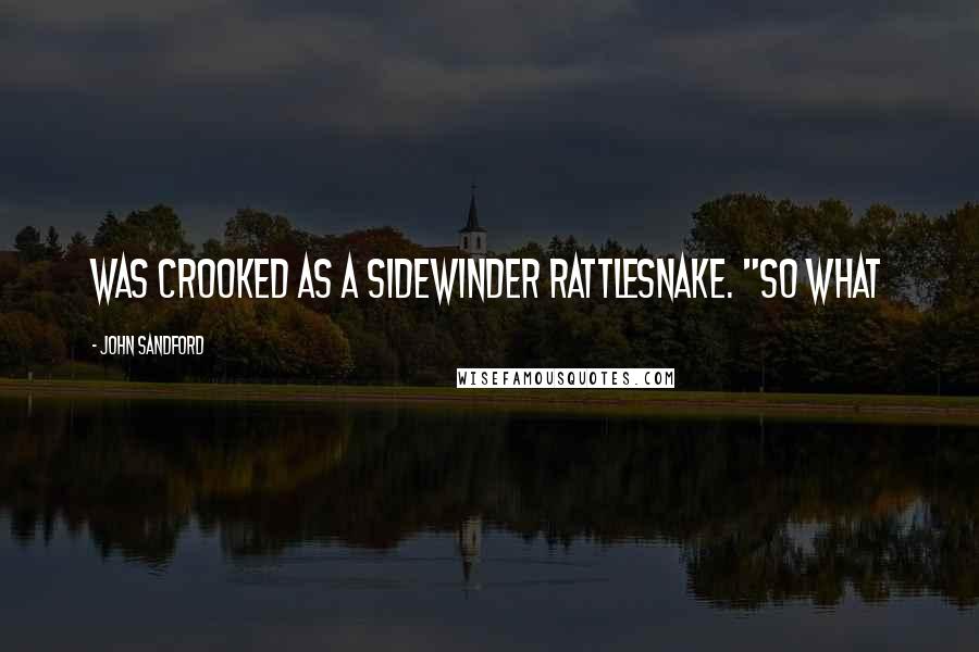 John Sandford Quotes: was crooked as a sidewinder rattlesnake. "So what