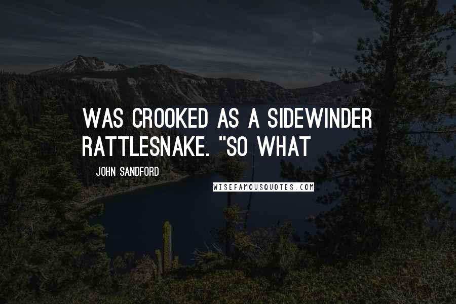 John Sandford Quotes: was crooked as a sidewinder rattlesnake. "So what