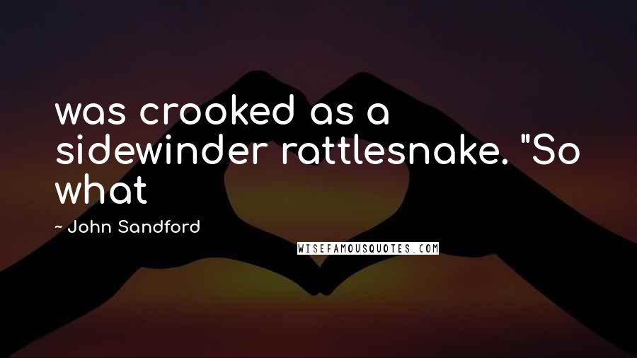 John Sandford Quotes: was crooked as a sidewinder rattlesnake. "So what