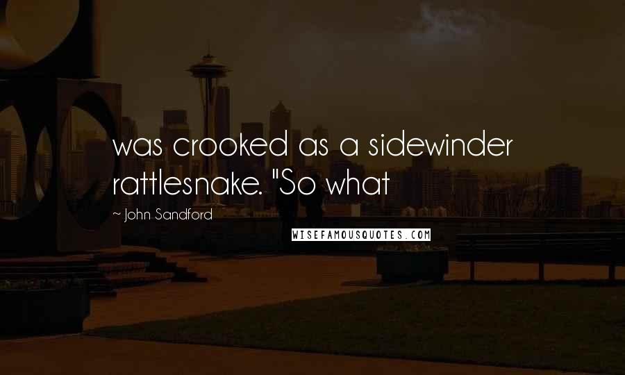 John Sandford Quotes: was crooked as a sidewinder rattlesnake. "So what