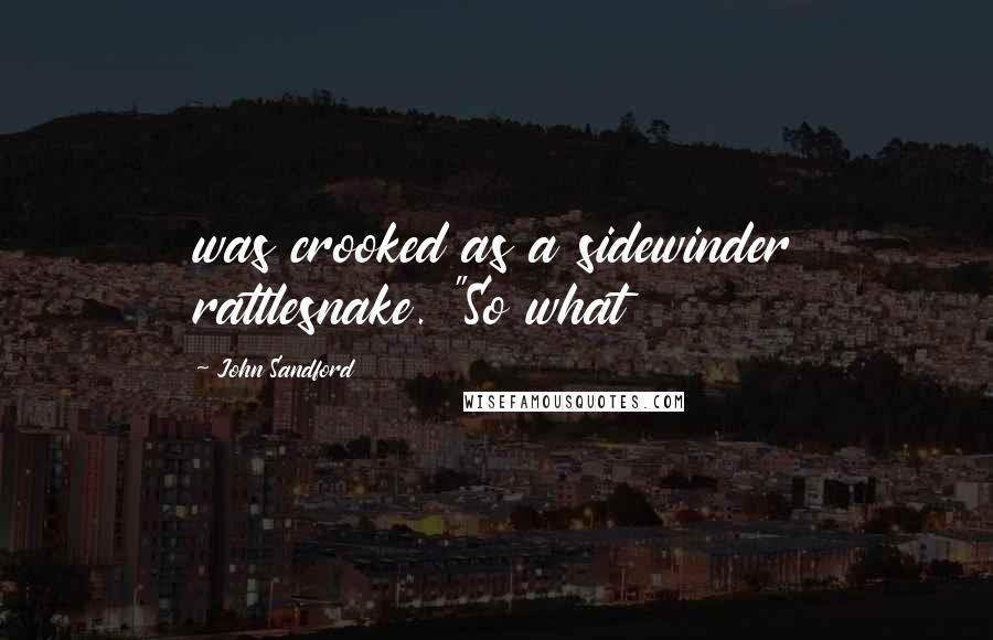 John Sandford Quotes: was crooked as a sidewinder rattlesnake. "So what