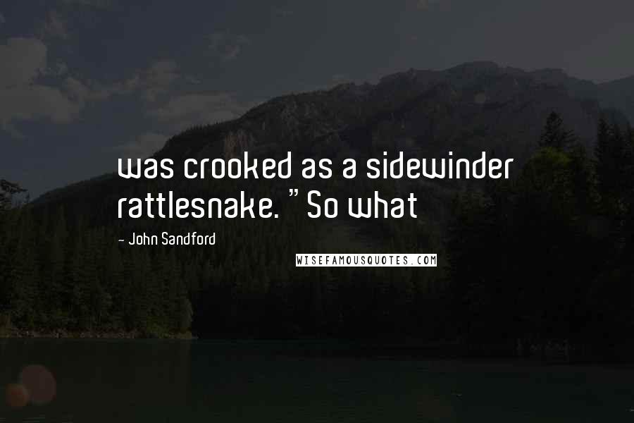 John Sandford Quotes: was crooked as a sidewinder rattlesnake. "So what