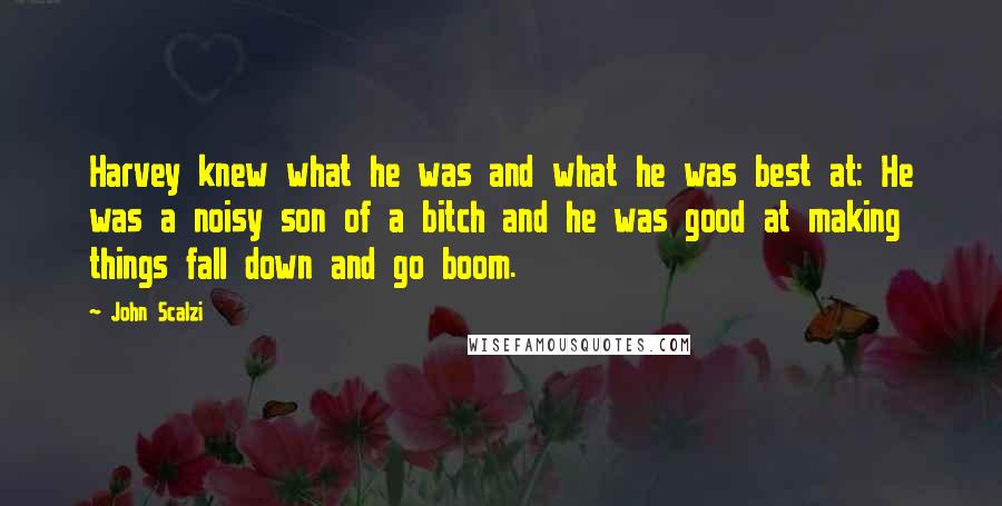 John Scalzi Quotes: Harvey knew what he was and what he was best at: He was a noisy son of a bitch and he was good at making things fall down and go boom.