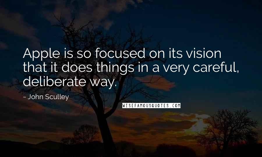 John Sculley Quotes: Apple is so focused on its vision that it does things in a very careful, deliberate way.