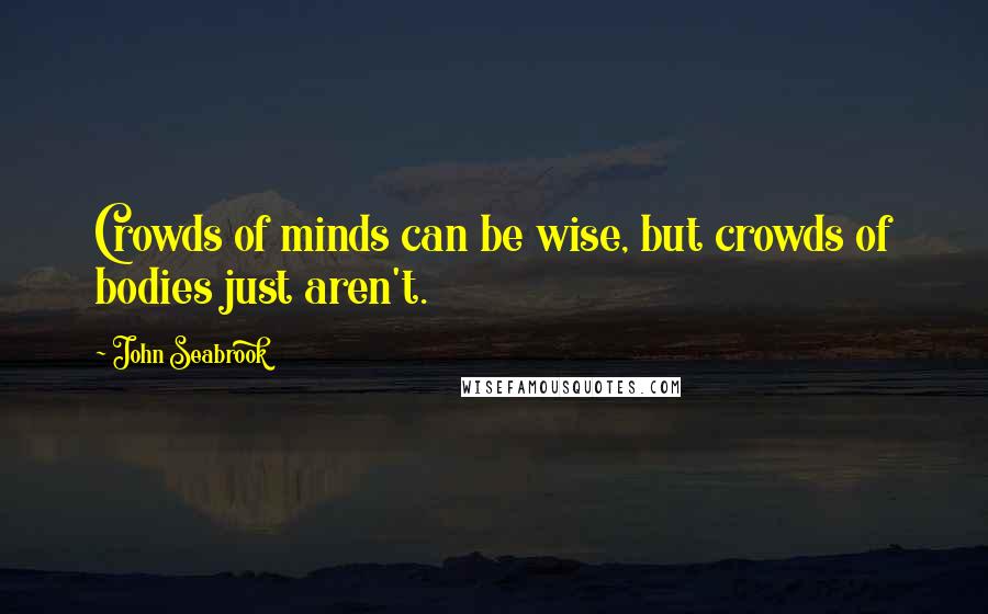 John Seabrook Quotes: Crowds of minds can be wise, but crowds of bodies just aren't.