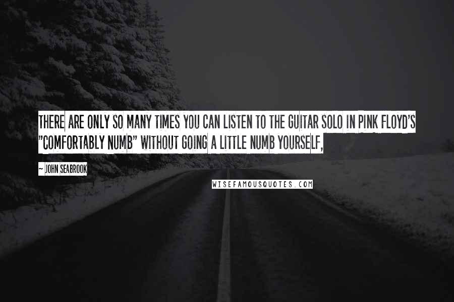 John Seabrook Quotes: there are only so many times you can listen to the guitar solo in Pink Floyd's "Comfortably Numb" without going a little numb yourself,