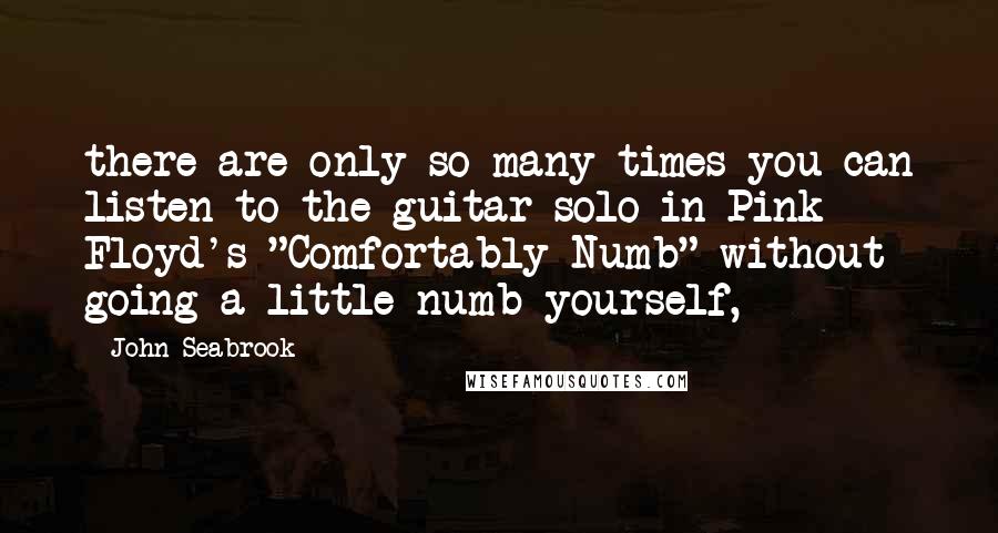 John Seabrook Quotes: there are only so many times you can listen to the guitar solo in Pink Floyd's "Comfortably Numb" without going a little numb yourself,