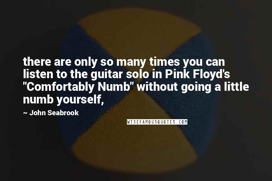 John Seabrook Quotes: there are only so many times you can listen to the guitar solo in Pink Floyd's "Comfortably Numb" without going a little numb yourself,