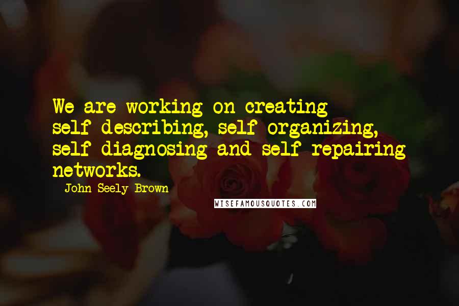 John Seely Brown Quotes: We are working on creating self-describing, self-organizing, self-diagnosing and self-repairing networks.