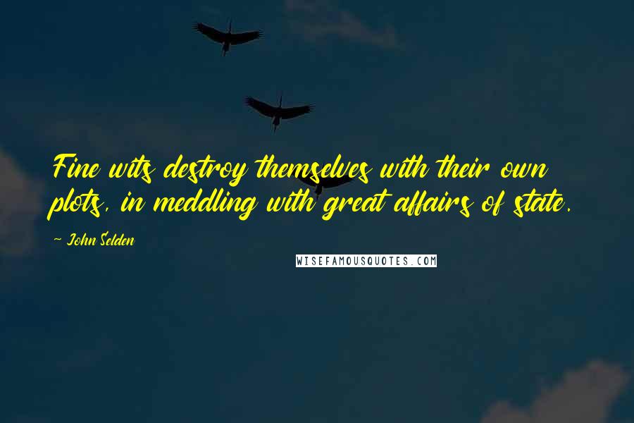 John Selden Quotes: Fine wits destroy themselves with their own plots, in meddling with great affairs of state.