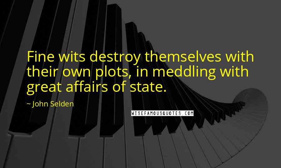 John Selden Quotes: Fine wits destroy themselves with their own plots, in meddling with great affairs of state.