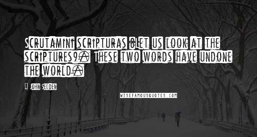 John Selden Quotes: Scrutamini scripturas (Let us look at the scriptures). These two words have undone the world.