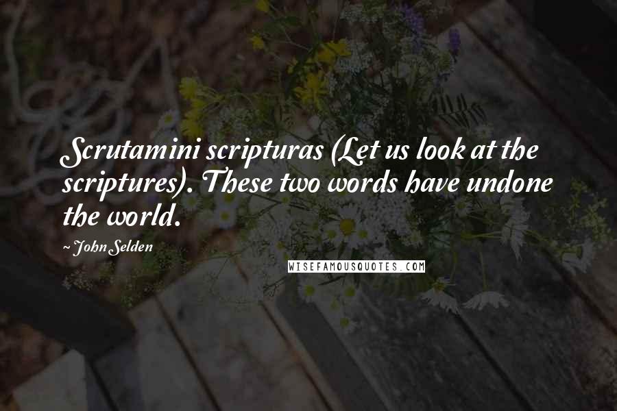 John Selden Quotes: Scrutamini scripturas (Let us look at the scriptures). These two words have undone the world.