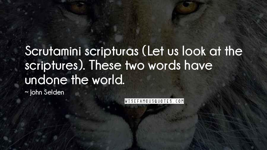 John Selden Quotes: Scrutamini scripturas (Let us look at the scriptures). These two words have undone the world.