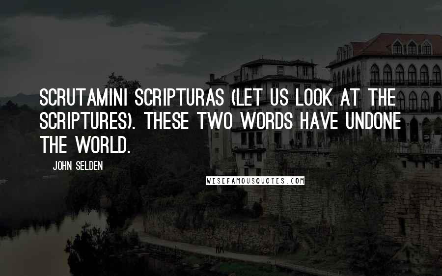 John Selden Quotes: Scrutamini scripturas (Let us look at the scriptures). These two words have undone the world.