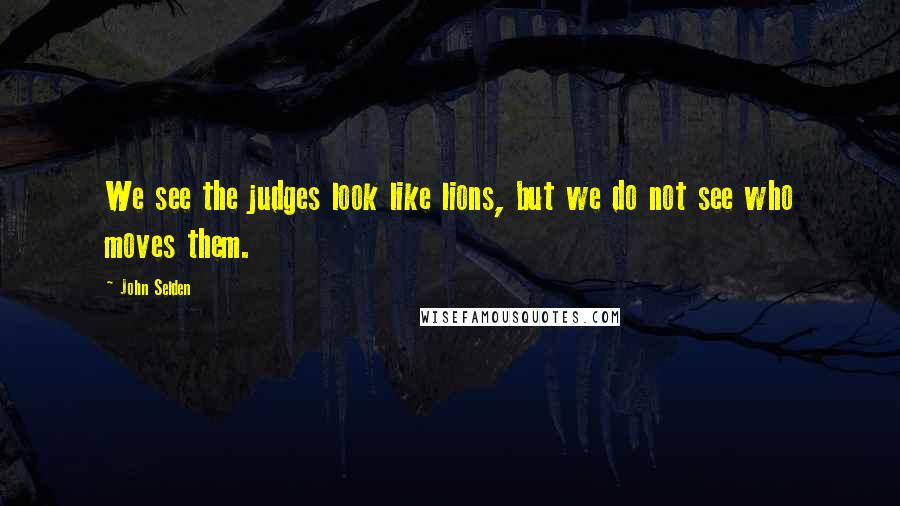 John Selden Quotes: We see the judges look like lions, but we do not see who moves them.