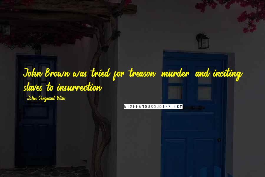 John Sergeant Wise Quotes: John Brown was tried for treason, murder, and inciting slaves to insurrection.